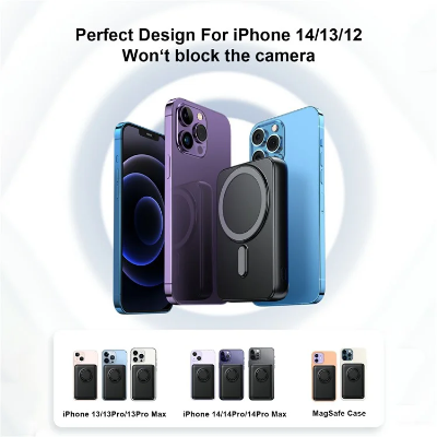 Picture of JOYROOM JR-W050 20W PD3.0 Fast Charging Power Bank 10000mAh Magnetic Wireless Charger External Battery Pack with Ring Holder Kickstand-  Black