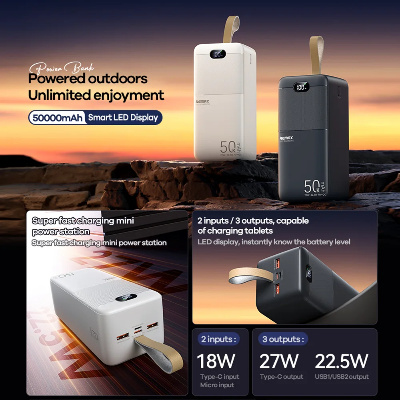 Picture of Remax RPP-117 Piloteer Series 50000mAh 27W Fast Charging (PD 27W+QC 22.5W) Power Bank - Black