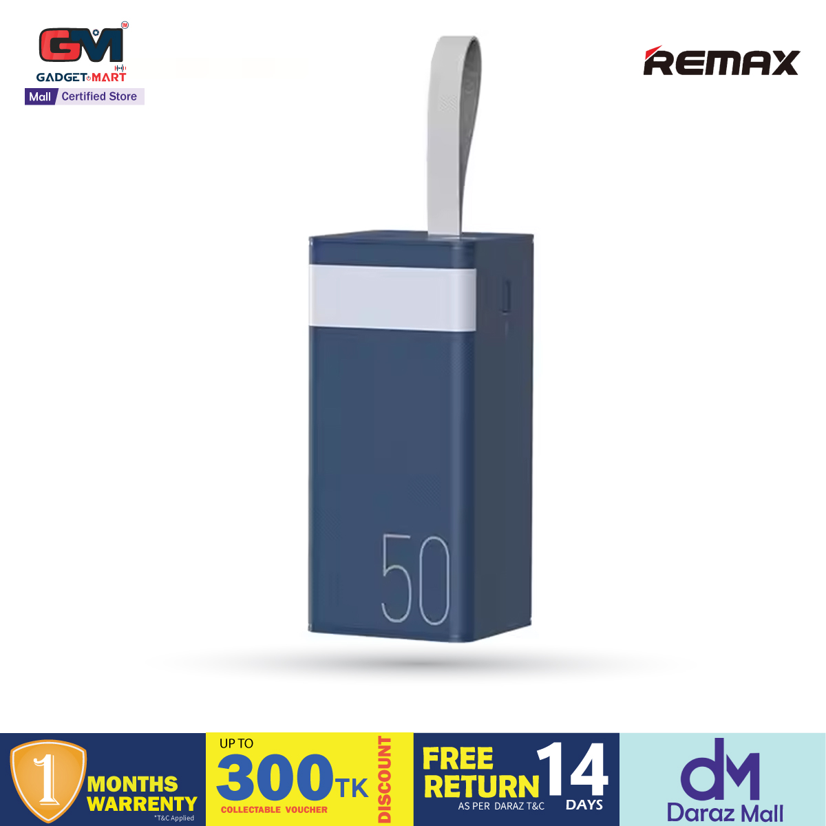 Picture of Remax RPP-321 PD20W+QC22.5W Fast Charging Portable 50000mAh Digital LED Power Bank- Black