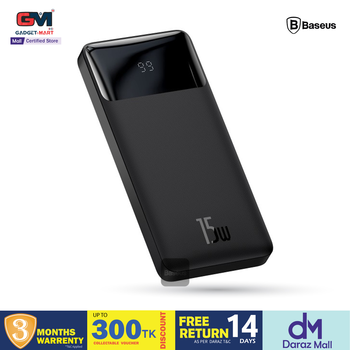 Picture of Baseus Bipow 15W Fast Charging Digital Display 10000mAh Power bank - Black