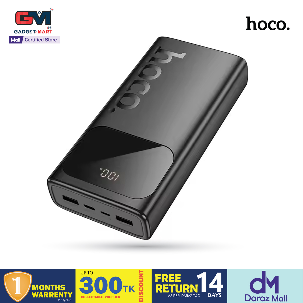 Picture of HOCO J144A 15W Travel Charger 30000mAh Powerbank with LED Digital Display