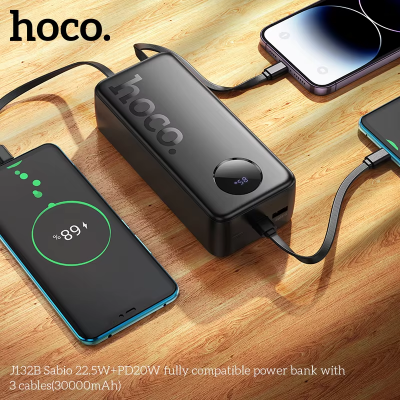 Picture of HOCO J132B 30000mAh 22.5W+PD20W Fast Charging Adapter Travel Power Bank With 3 Cables