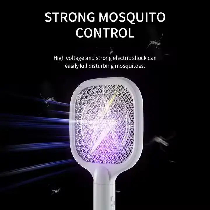 Picture of Mini Portable Electric Mosquito Swatter Racket Rechargeable Automatic USB Electric Mosquito Swatter for Indoor - White