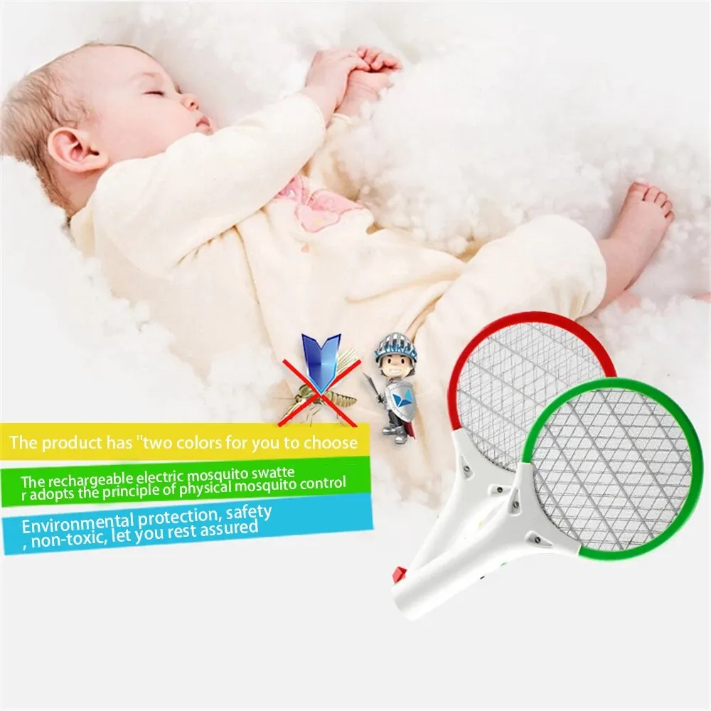 Picture of USB Car Mini Electric Mosquito Swatter Summer Mosquito Insect Racket Killer Rechargeable Handheld Bug Zapper For Bedroom & Outdoor With Powerfull LED Light