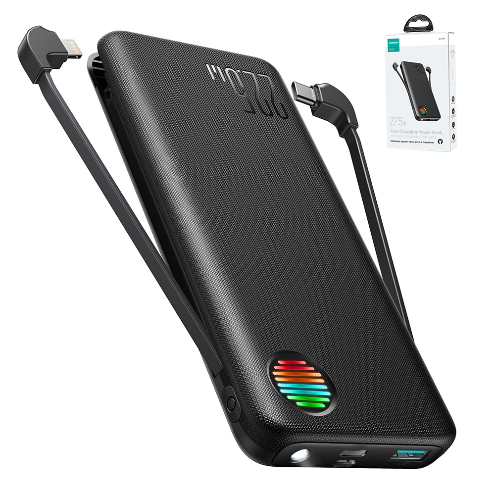 Picture of JOYROOM JR-L014 22.5W Fast Charging Power Bank with Dual Cables 10000mAh Powerbank-Black