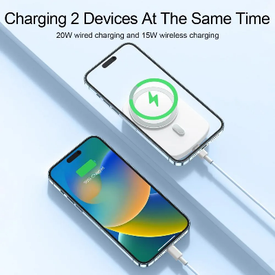 Picture of Joyroom JR-W030 20W 6000mAh Magnetic Wireless Slim Power Bank with Ring Holder- Black