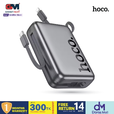 Picture of HOCO Q39 22.5W 20000mAh with Two Built-in Cables PD Fast Charging Power Bank for iPhone 16 Pro Max & others, Also Charge 4 Devices at Once