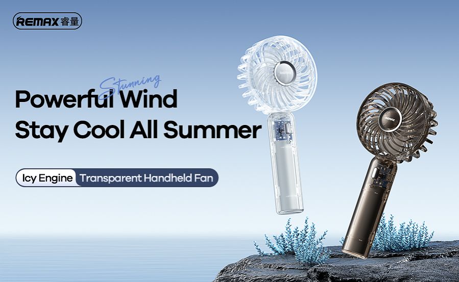Picture of REMAX RS-SF01 Transparent Rechargable Handheld Fan - Clear