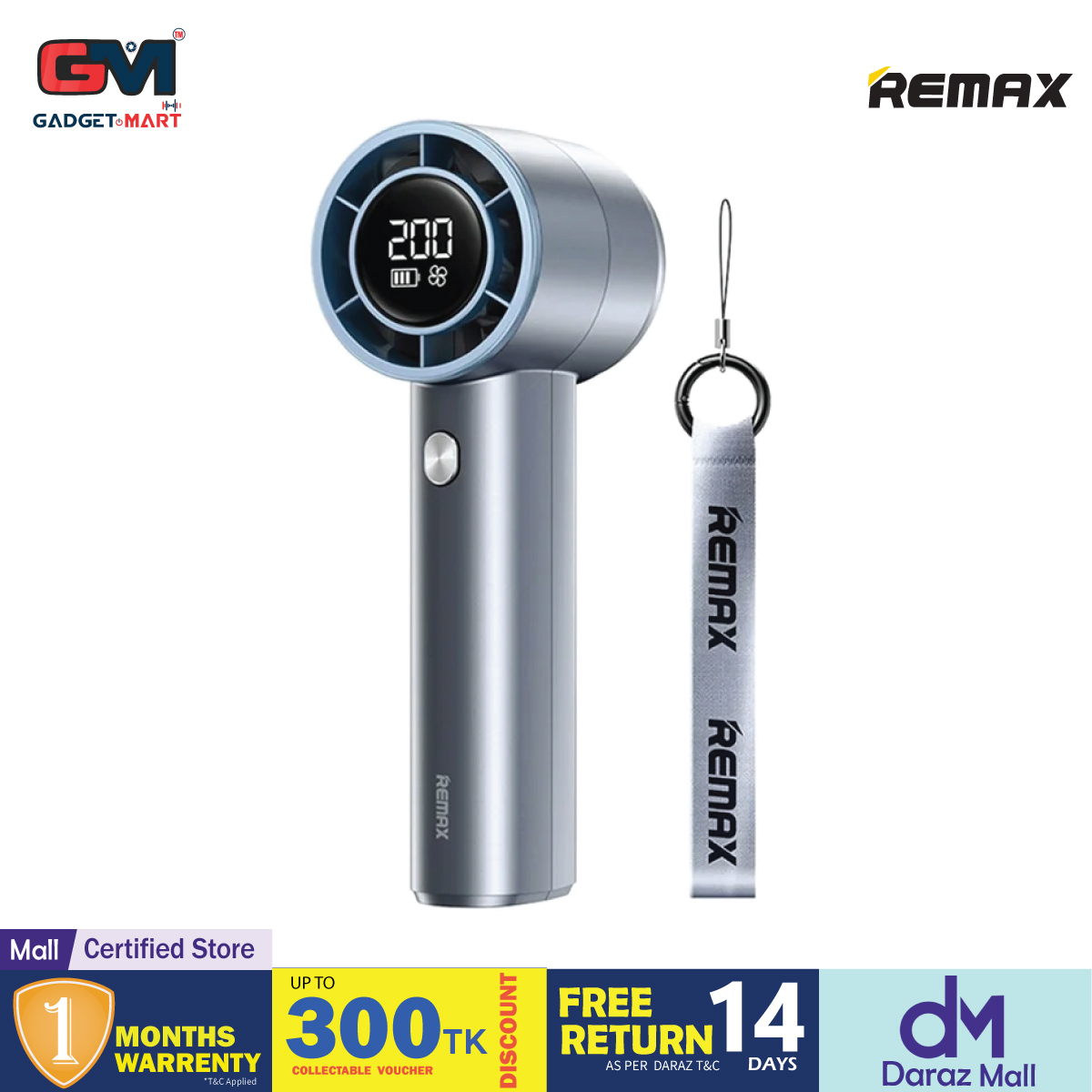 Picture of REMAX RS-SF11 Digital Display Handheld High-Speed Fan 3600mAh Battery Powered Turbo Cooling Fan