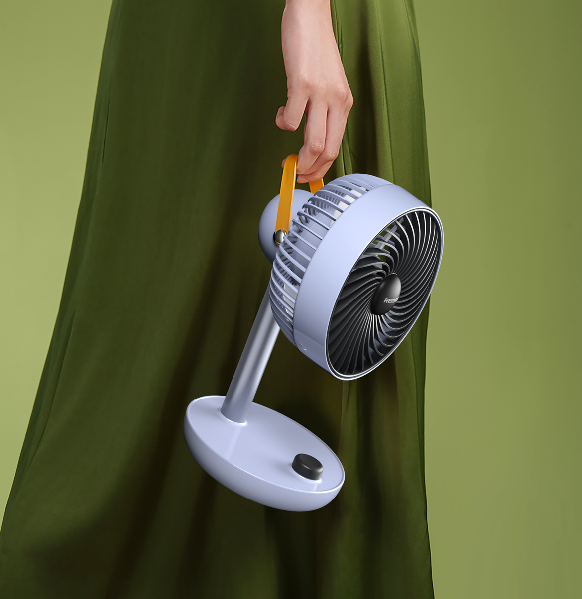 Picture of Remax RS-ZF07 Retro Vintage Desktop 3600mAh Large Battary Rechargable Oscillating Head Fan - Purple