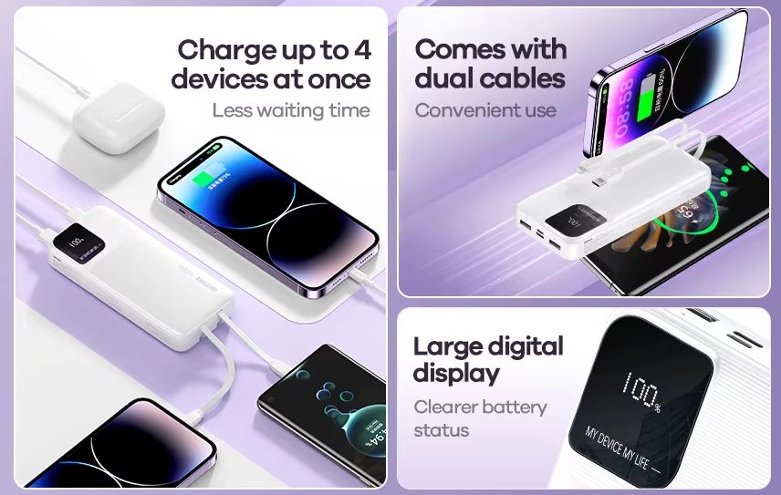 Picture of Remax Rpp-657 Fast Charging Mini Cheap Power Bank Portable With Data Cable Ultra Thin Small 10000mAh Powerbank