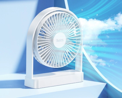Picture of Hoco HX65 Ultra Thin 2000mAh Rechargable Table Fan - White
