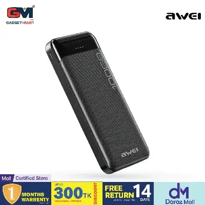 Picture of Awei P37K 2.1A Fast Charging Portable 10000mAh Power Bank - Black
