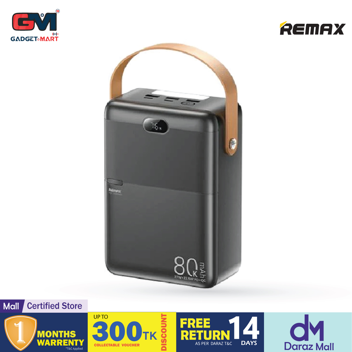 Picture of REMAX - RPP-118 Piloteer Series 80000mAh PD+QC Fast Charging Power bank (PD 27W+QC 22.5W) - Grey