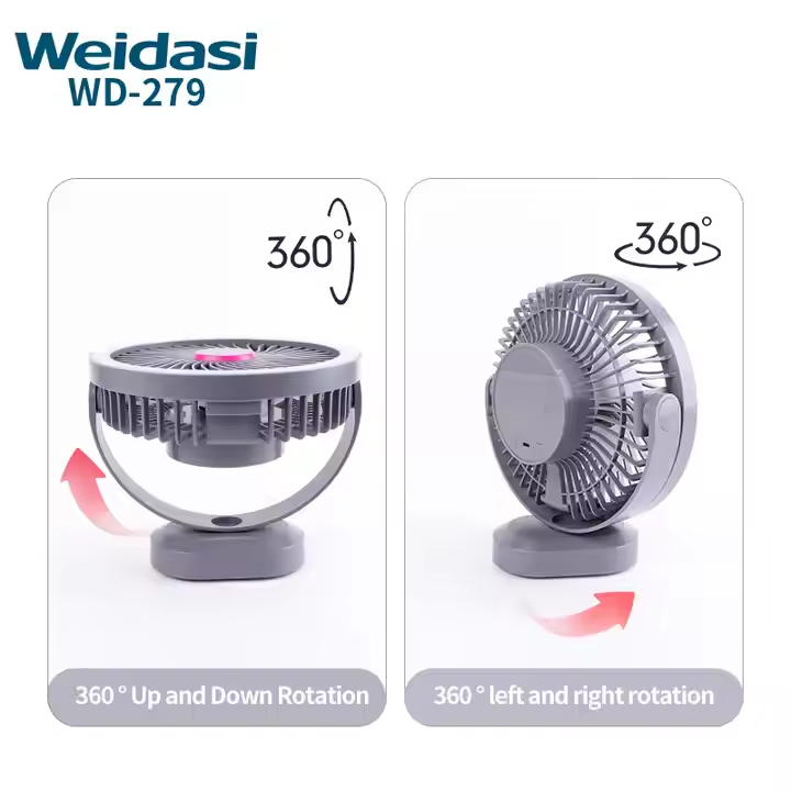 Picture of Weidasi WD-279 Newest Trend Desktop Fan USB Rechargeable Mini Table Fan 2400mAh Portable Small Desk Fan
