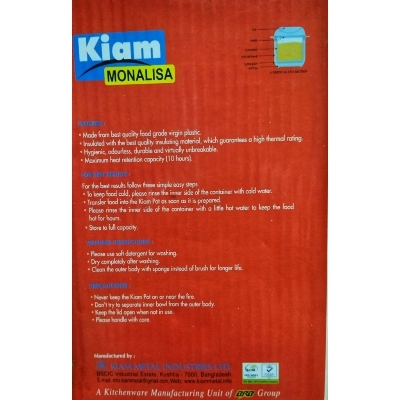 Picture of Kiam Monalisa Steel Hot Tiffin Carrier Lunch Pot - Box - Tiffin Box For Office