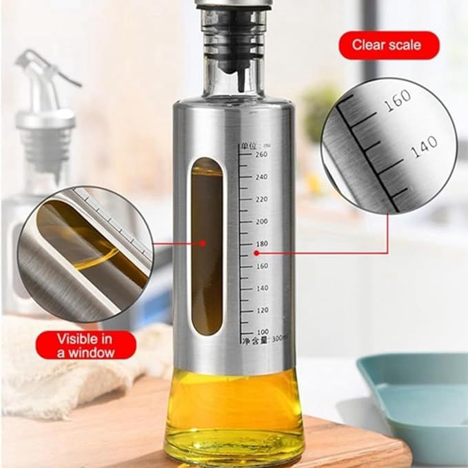 Picture of 500ml Kitchen Oil Jar Glass with Steel Cover Body