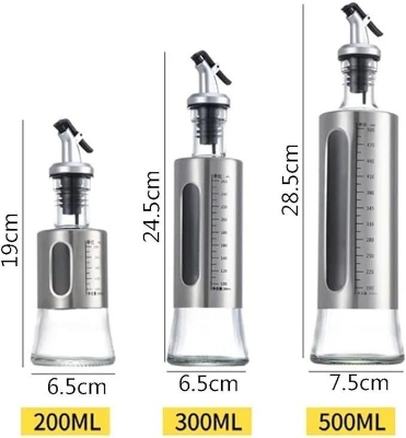 Picture of 500ml Kitchen Oil Jar Glass with Steel Cover Body