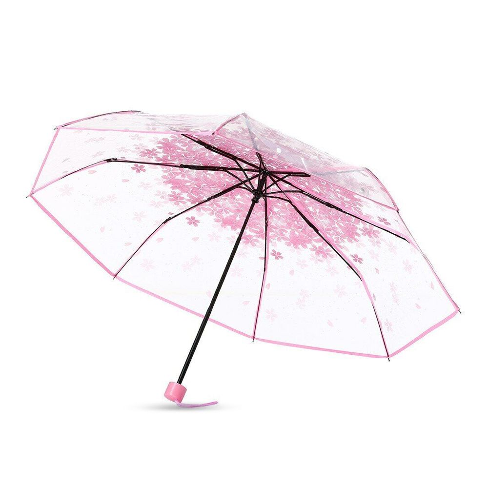 Picture of Flower Print Transparent Folding Umbrella