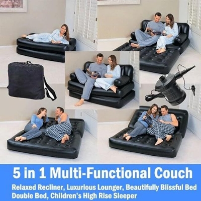 Picture of Bestway 5 in 1 Inflatable Double Air Bed with Free Electric Auto Pumper, 5 IN 1 Air Couch