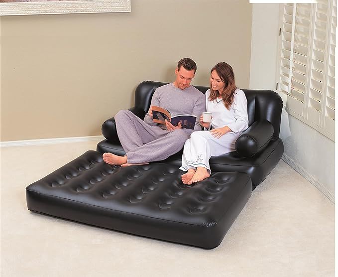 Picture of Bestway 5 in 1 Inflatable Double Air Bed with Free Electric Auto Pumper, 5 IN 1 Air Couch