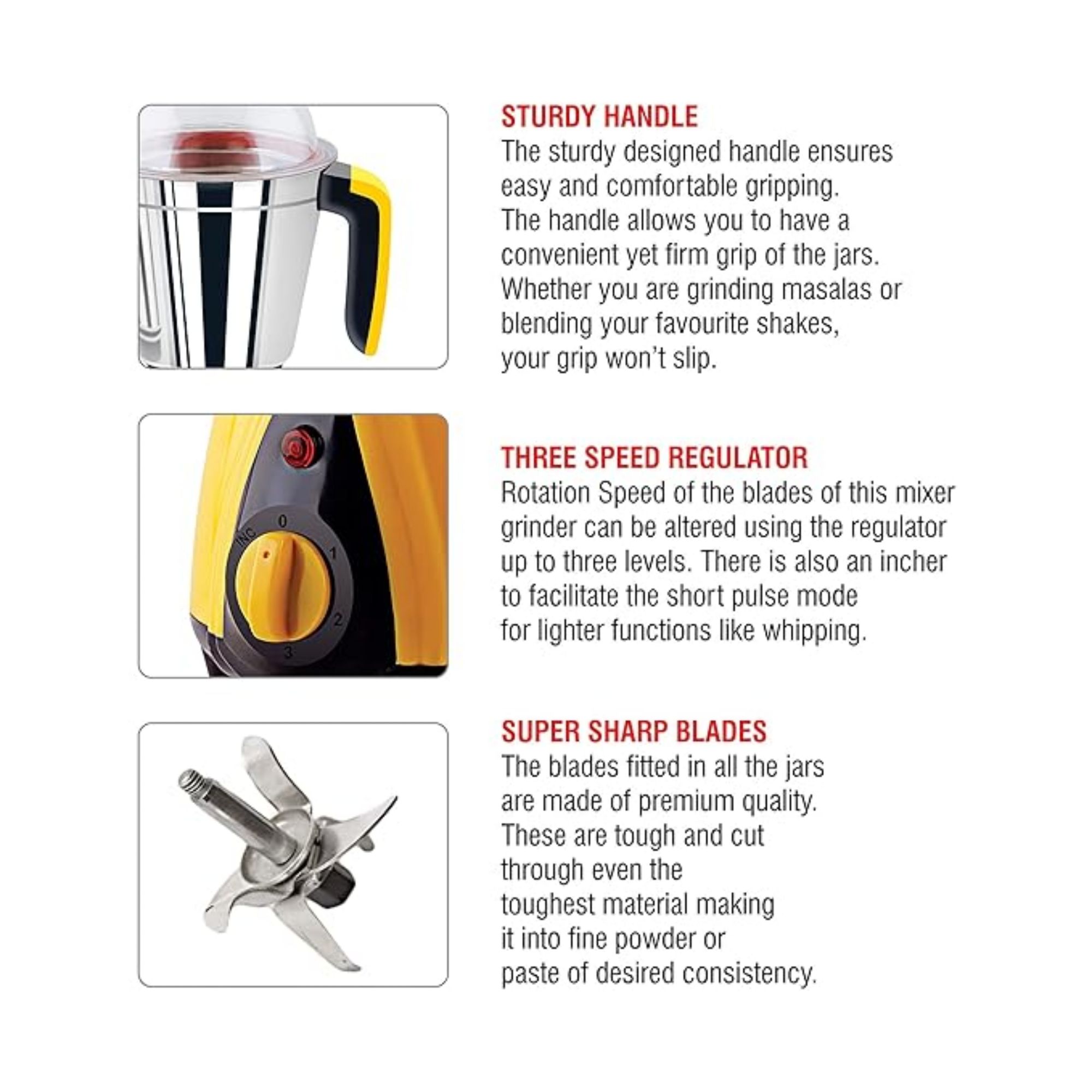 Picture of Original Indian Jaipan Butler 850 watts mixer grinder, Superfast Grinding & Blending, heavy-duty professional grade large jar & blades