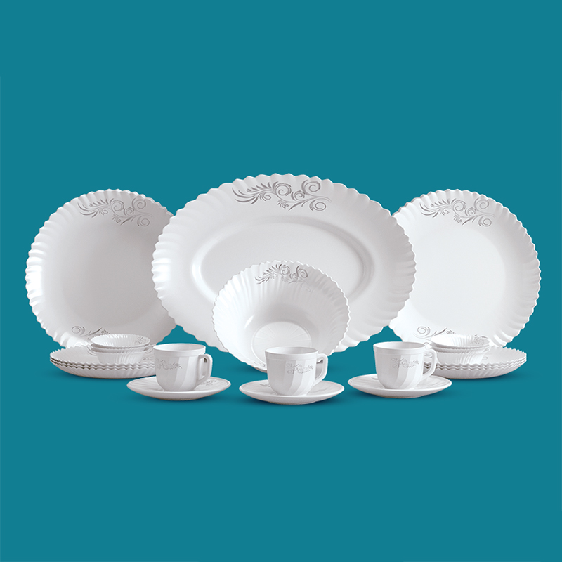 Picture of Italiano opal glass 36Pcs luxurious Dinner Set-Opal flora