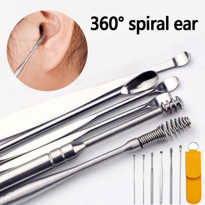 Picture of 6 Pcs Ear Cleaner - Ear Cleaner Wax Removal Tools, Earpick Sticks, Earwax Remover Curette, Ear Pick Cleaning Cleanser Spoon, Earpick With Storage case