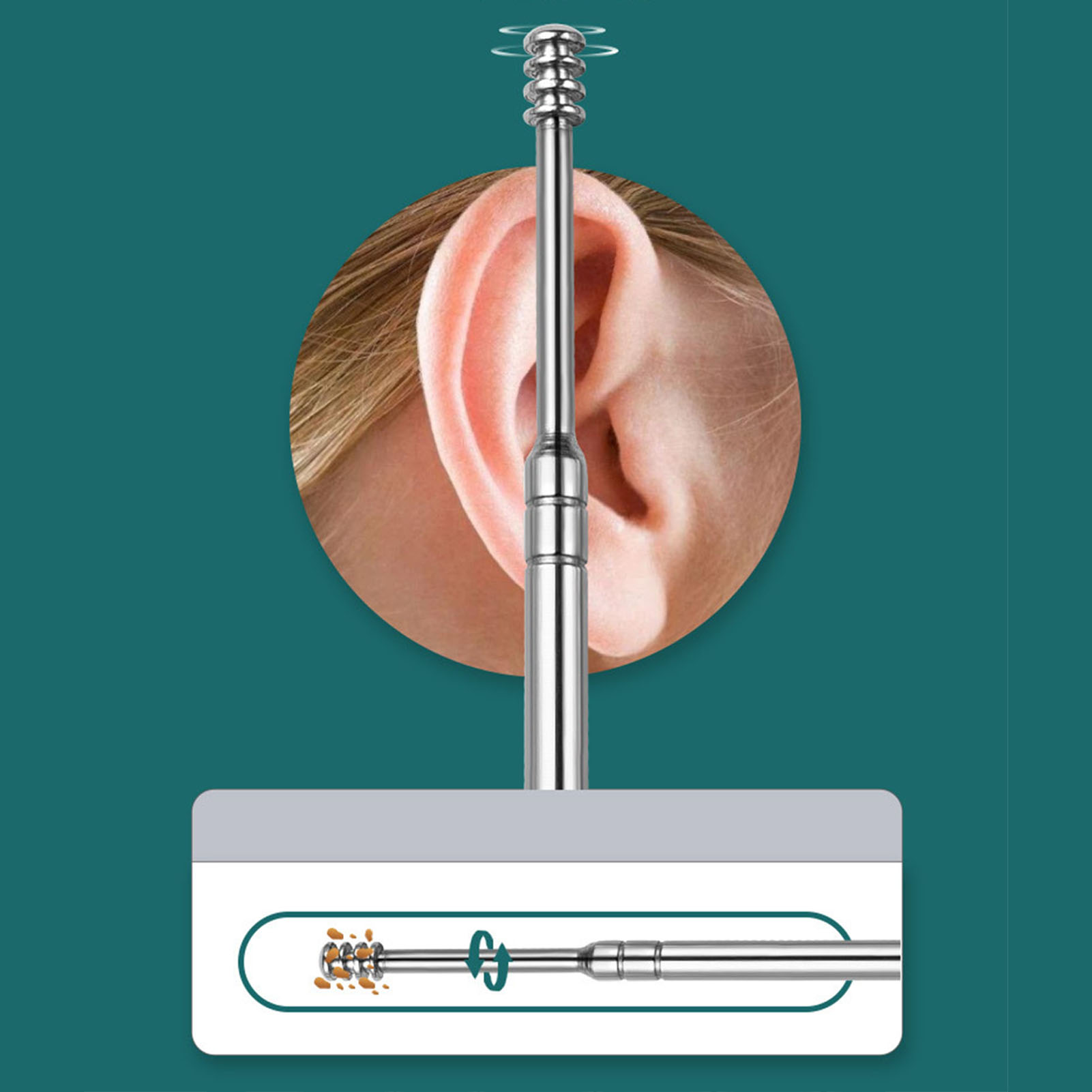 Picture of 6 Pcs Ear Cleaner - Ear Cleaner Wax Removal Tools, Earpick Sticks, Earwax Remover Curette, Ear Pick Cleaning Cleanser Spoon, Earpick With Storage case