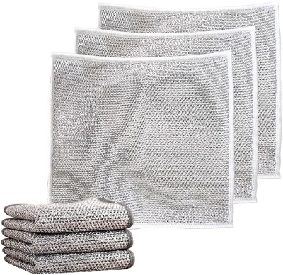 Picture of 3-Piece Multifunctional Non-Scratch Wire Dishcloth - Double-Sided Wire Dishwashing Cloth, Non-Stick Oil Steel Wire Cleaning Cloth, Alternative to Steel Wool, Dish and Pot Cleaning Scrub For Kitchen Stove, Stainless Steel Dish Scourers, Dish Wash Metal