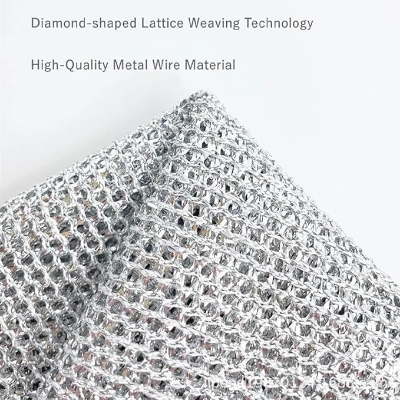 Picture of 3-Piece Multifunctional Non-Scratch Wire Dishcloth - Double-Sided Wire Dishwashing Cloth, Non-Stick Oil Steel Wire Cleaning Cloth, Alternative to Steel Wool, Dish and Pot Cleaning Scrub For Kitchen Stove, Stainless Steel Dish Scourers, Dish Wash Metal