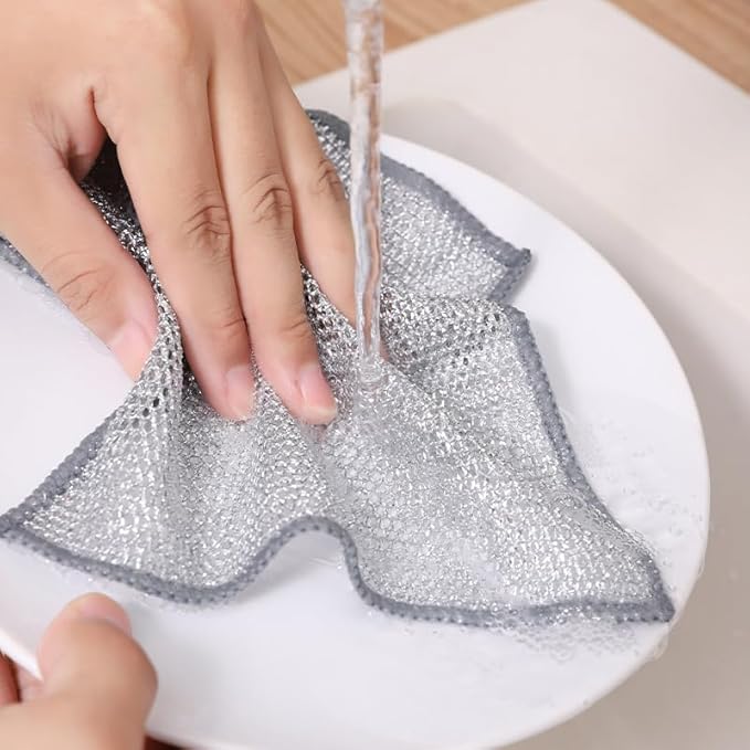 Picture of Multifunctional Non-Scratch Wire Dishcloth - Wire Mesh Knit Cleaning Cloth, Wire Dishwashing Rags, Washing for Dishes, Sinks, Counters, Stove Tops, Easy Rinsing, Machine Washable