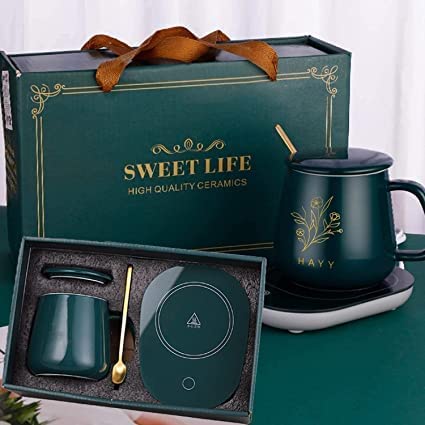 Picture of Coffee Mug Warmer Timer Heating Coaster Smart Thermostatic Heating Pad Hot Plate Hot Milk Coffee Cup Warmer