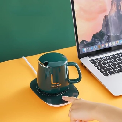 Picture of Coffee Mug Warmer Timer Heating Coaster Smart Thermostatic Heating Pad Hot Plate Hot Milk Coffee Cup Warmer