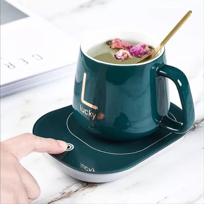 Picture of Coffee Mug Warmer Timer Heating Coaster Smart Thermostatic Heating Pad Hot Plate Hot Milk Coffee Cup Warmer