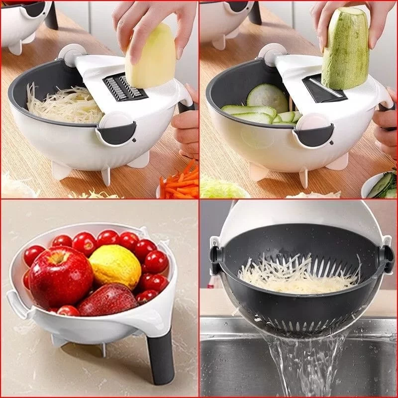 Picture of Magic Multifunction Vegetable Cutter with Drain Basket Kitchen Vegetable Fruit Chopper Grater