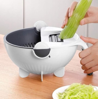 Picture of Magic Multifunction Vegetable Cutter with Drain Basket Kitchen Vegetable Fruit Chopper Grater