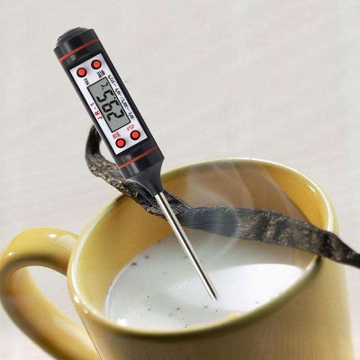 Picture of Stainless Steel Cooking Thermometers Temperature Test Pen -  Kitchen Instant Read Backlit Food Thermometer with Long Probe & LCD Screen for Grill, Meat, Candy, BBQ, Milk and Bath Water