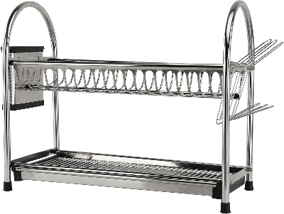 Picture of 2 Layer Stainless Steel Dish Rack - Large Capacity Rack With Removable Drip Tray