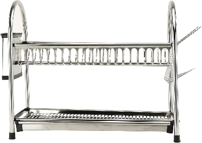 Picture of 2 Layer Stainless Steel Dish Rack - Large Capacity Rack With Removable Drip Tray