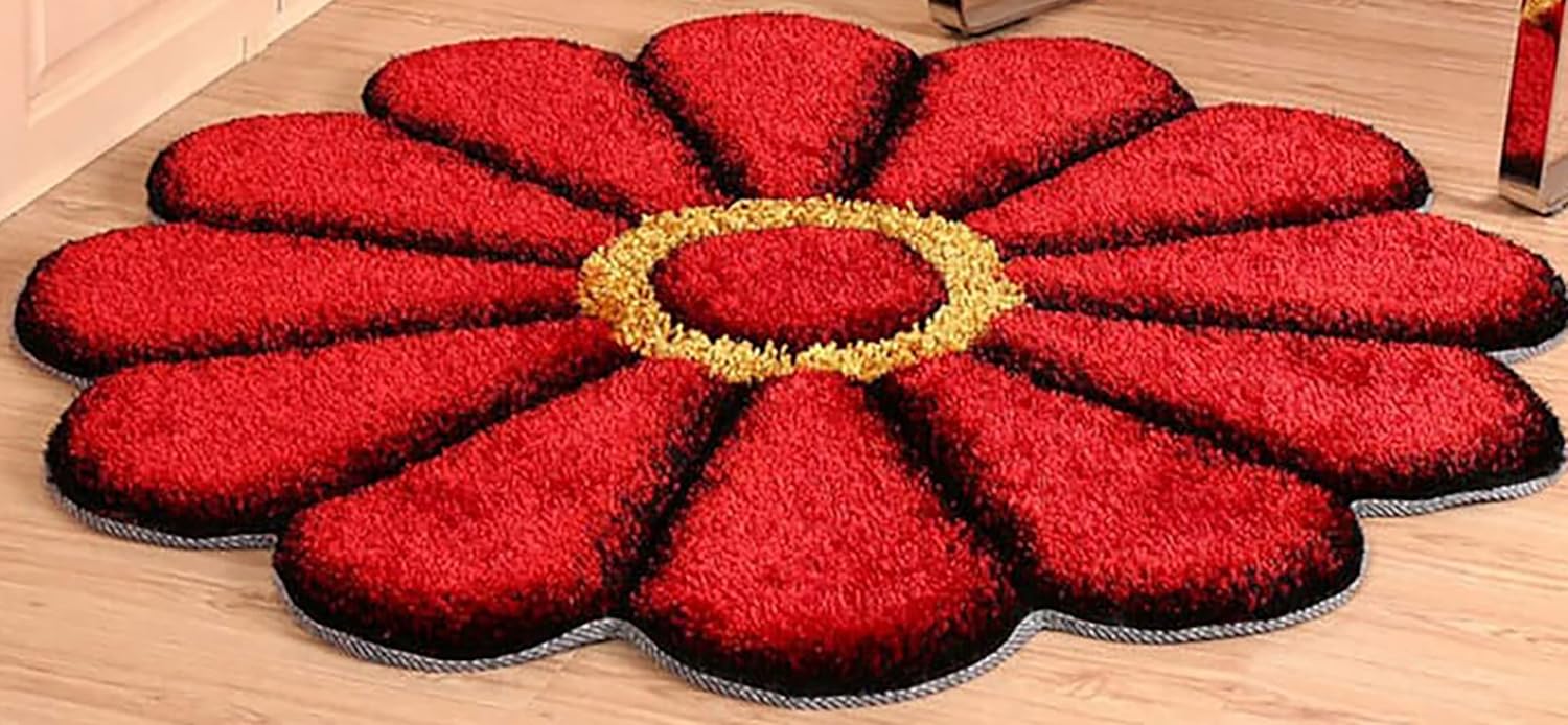 Picture of Living Room & Bedroom Floor Mats/ Door Matts/ Soft Non-slip Carpet/ Flower shaped matts || Papos Sunflower Design with Anti Slip Canvas Backing Door Mat, Bathroom, Office, Home, Kitchen Mat