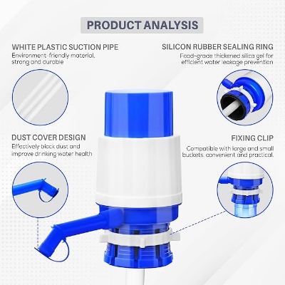 Picture of Manual Water Dispenser Pump For 20 Liter Bottle Can Easy Portable Hand Press Dispenser Pump For Universal 2-5 Gallon Bottle Can