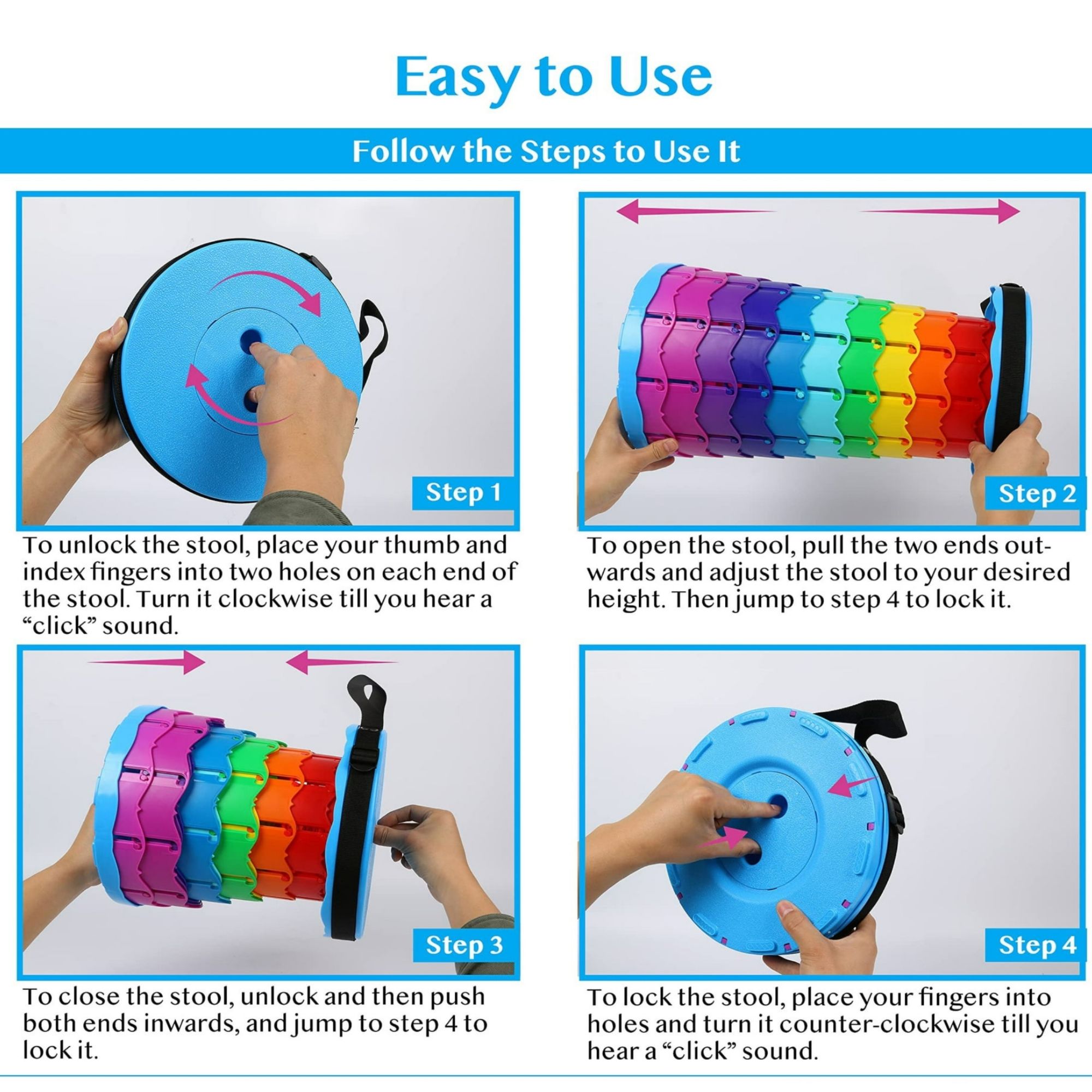 Picture of Magic Stool - Colorful Retractable Stool, Portable Telescopic Stool, Portable Camping Foldable Chair Telescopic Stools Seat for Outdoor Chairs Camping Stool