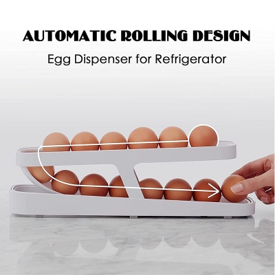 Picture of Egg Holder Storage - Egg Dispenser For Refrigerator - Egg Storage Basket With Rolling Holder - Kichen Countertop Organizer Fridge For 12-14 Eggs