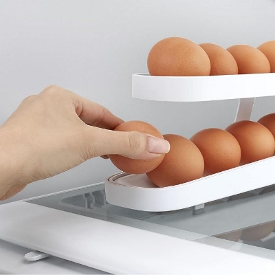 Picture of Egg Holder Storage - Egg Dispenser For Refrigerator - Egg Storage Basket With Rolling Holder - Kichen Countertop Organizer Fridge For 12-14 Eggs