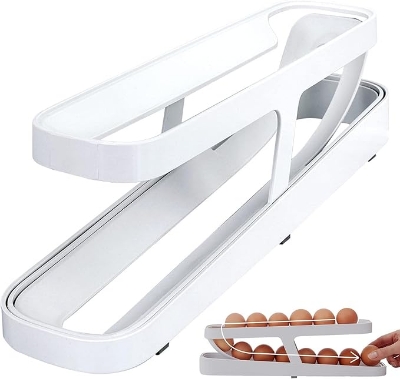 Picture of Egg Holder Storage - Egg Dispenser For Refrigerator - Egg Storage Basket With Rolling Holder - Kichen Countertop Organizer Fridge For 12-14 Eggs