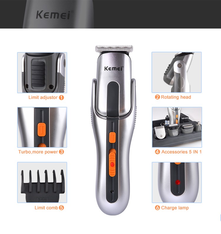 Picture of Kemei KM-680A 8 In 1 Gromming Kit Hair Clipper For Shaving, Chin, Nose, Ear And Full Body || Professional Personal Care Kit Hair Trimmer & Clippers & Shaver
