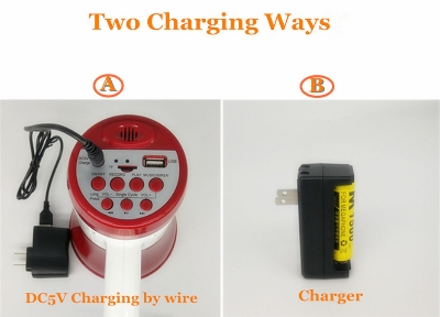 Picture of Hand Mike Speaker - Hand Mic, Handheld Megaphone with Recorder USB and Memory Card Input for Announcing; Talk; Record; Play; Siren; Music with Battery and Charger