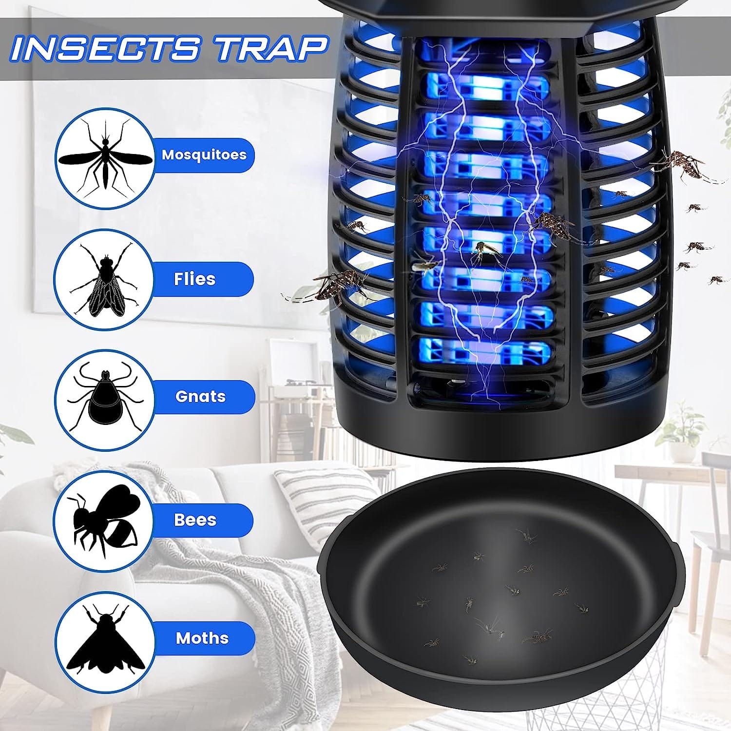 Picture of Electric Shock Mosquito Killer Lamp - Anti-Mosquito Lamp, Insectaway UV Electric Fly Killer Indoor Fly Trap Insect Killer Mosquito Killer Lamp