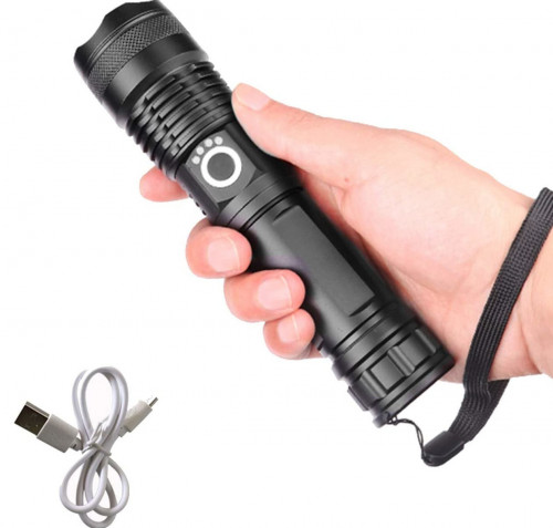 Picture of High Lumens LED XHP50 Tactical Flashlights with Rechargeable Battery Waterproof Zoomable Super Bright Torch Light